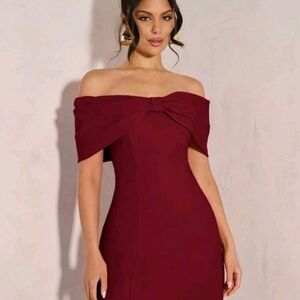 Elegant Off-Shoulder Burgundy Dress